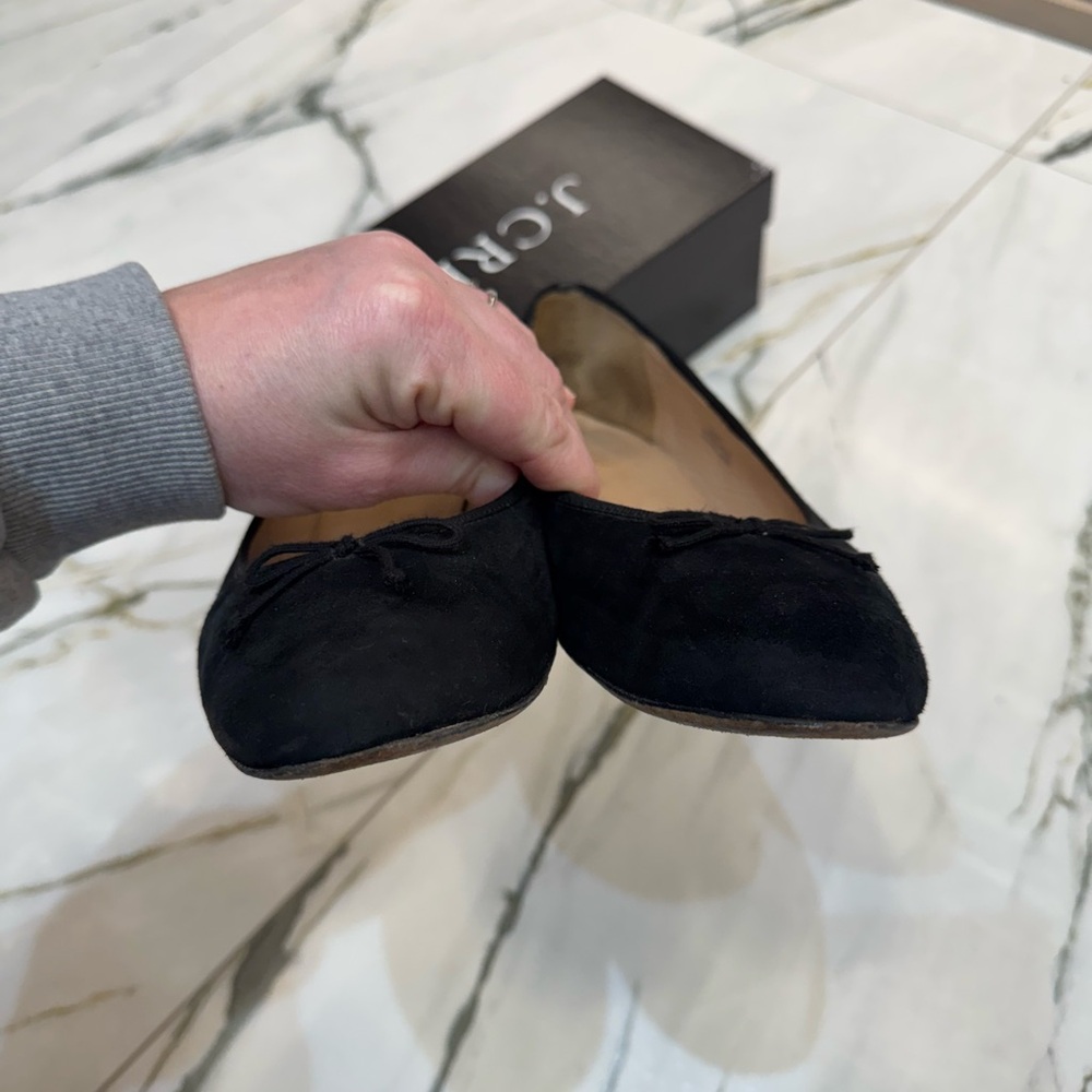 J. Crew Black Suede Ballet Flats with Gold Studded Heel.Size 9 1/2 Made in italy - Picture 11 of 16